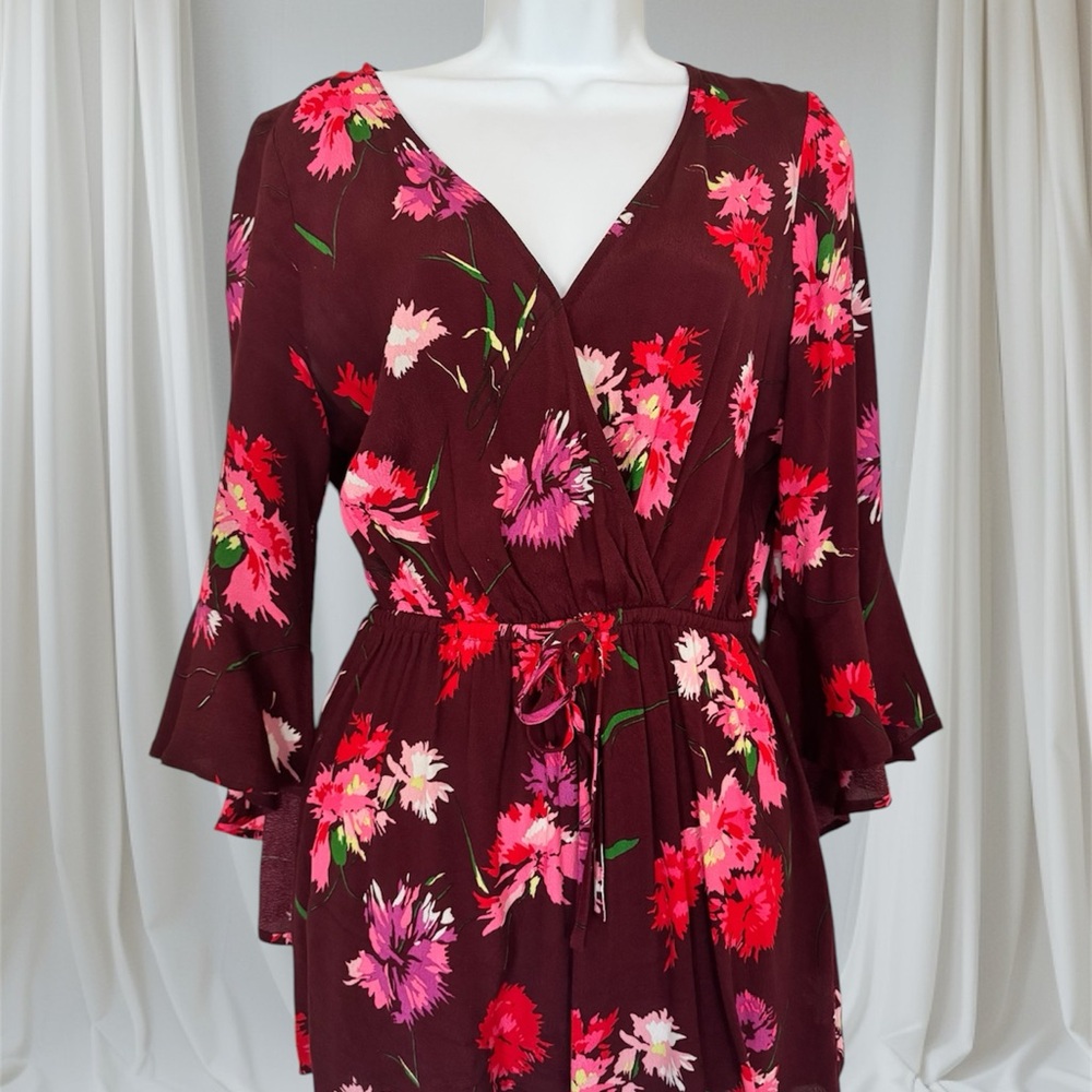 Floral Wrap/ Romper with Bell Sleeves